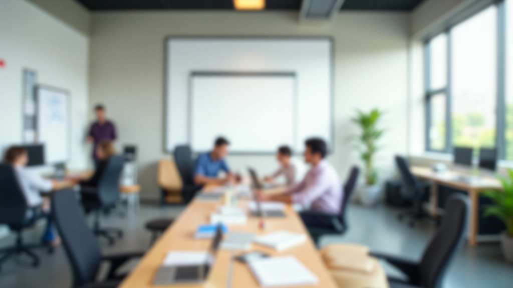 Modern workspace with creative team collaborating on innovation project