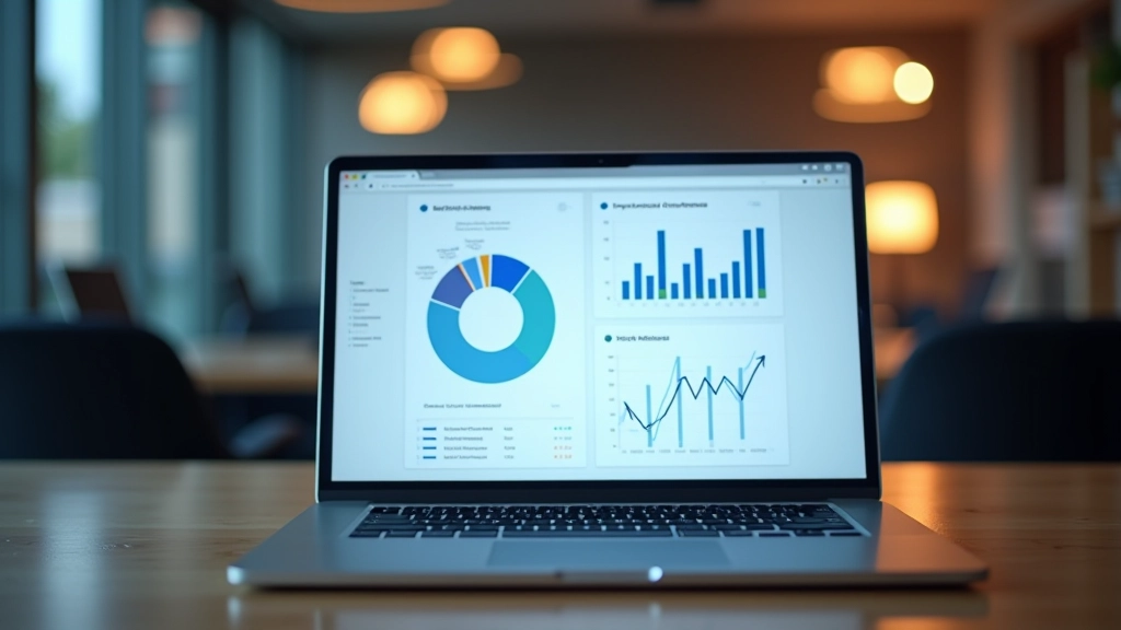 Sales metrics dashboard on computer monitor showing conversion rates trending upward with analytical annotations